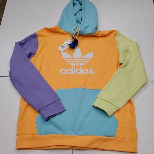 Adidas Men`s Trefoil Hoodie Sweatshirt Orange Light Purple GR9750 XL