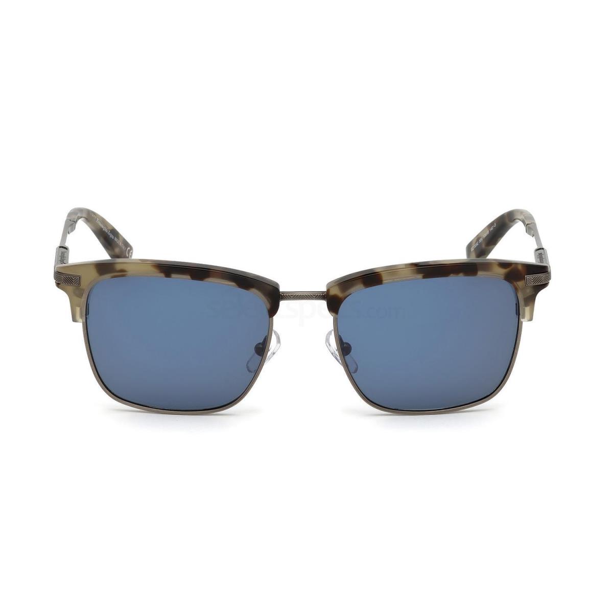Ermenegildo Zegna Sunglasses EZ 0092 55V Marble Havana / Blue 53 mm