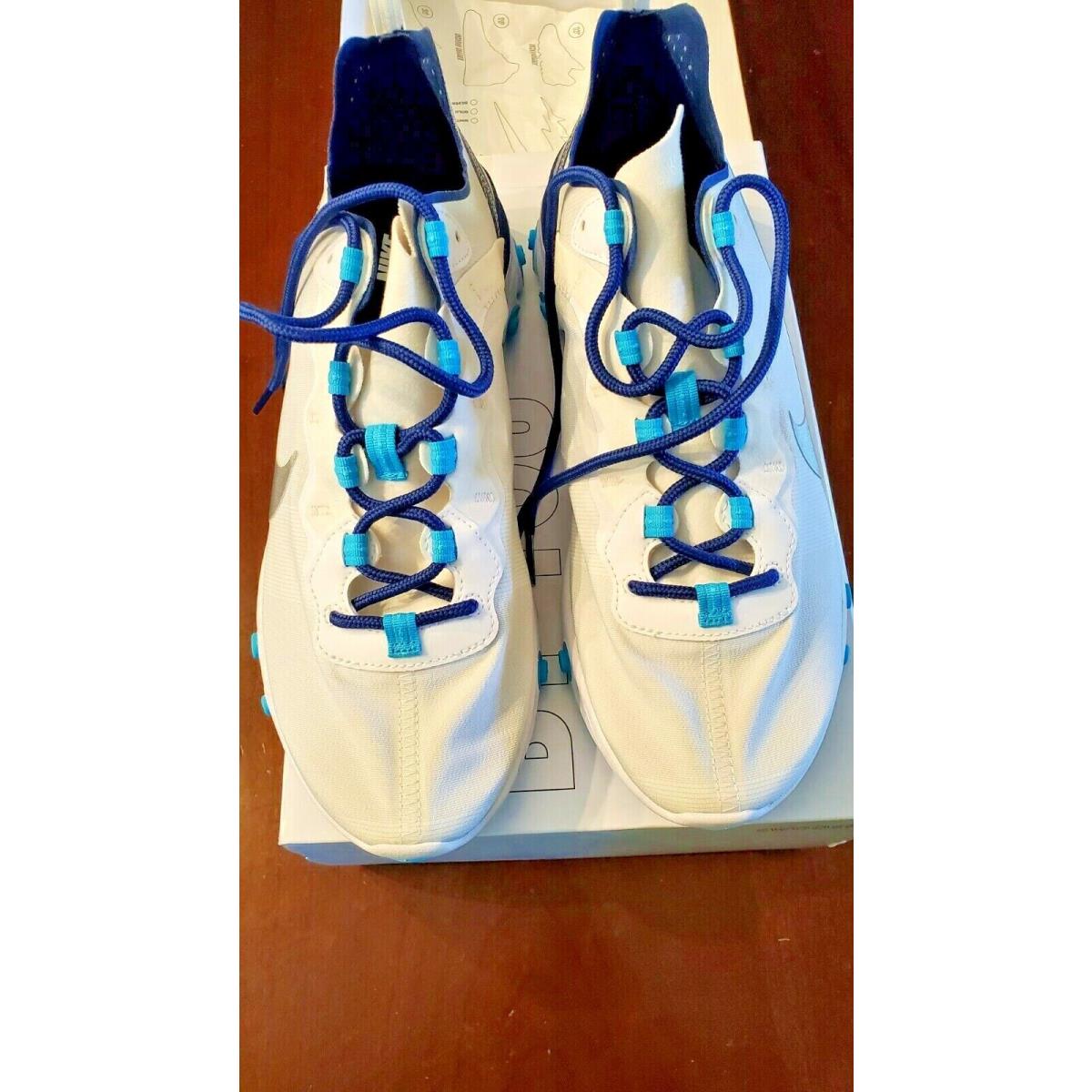 Nike React Men`s White / Blue 9.5 Swoosh Custom Shoes