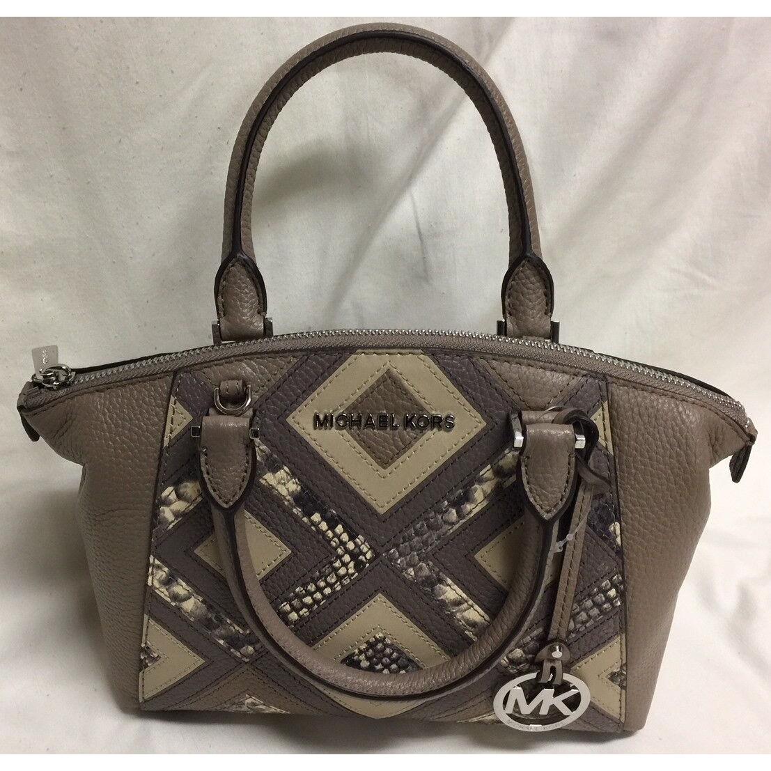 Michael Kors Riley Xsmall Embossed Leather Dark Taupe Satchel 35S8SRLS1E