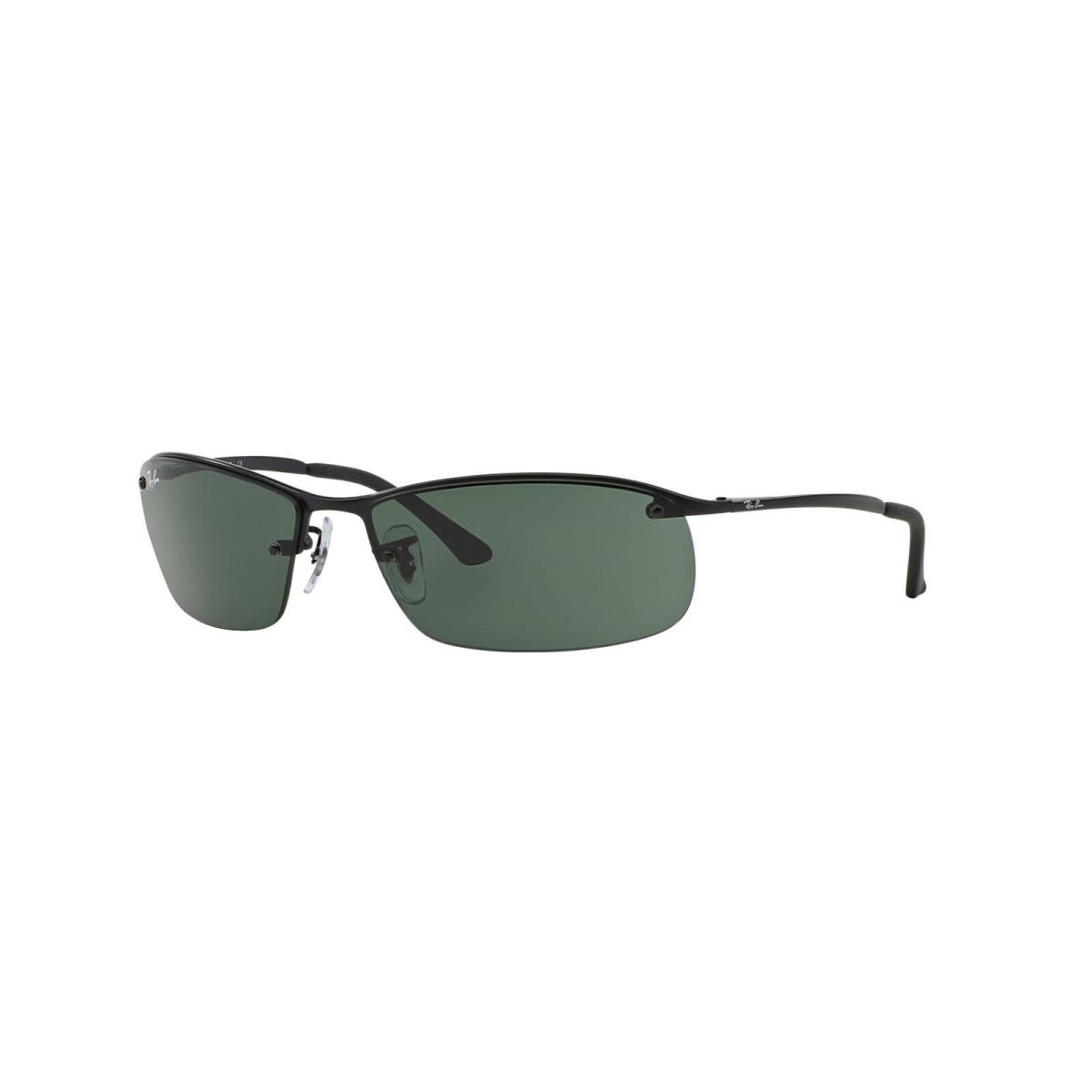 Ray-ban Men`s RB3183 Rectangular Sunglasses 63 mm Matte Black/dark Green