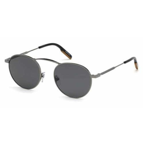 Ermenegildo Zegna Sunglasses EZ0114 08C Shiny Bgunmetal/smoke 50mm