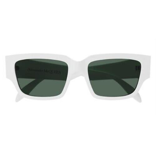 Alexander Mcqueen AM0329S Sunglasses Men White Rectangle 56mm - Frame: White, Lens: Green