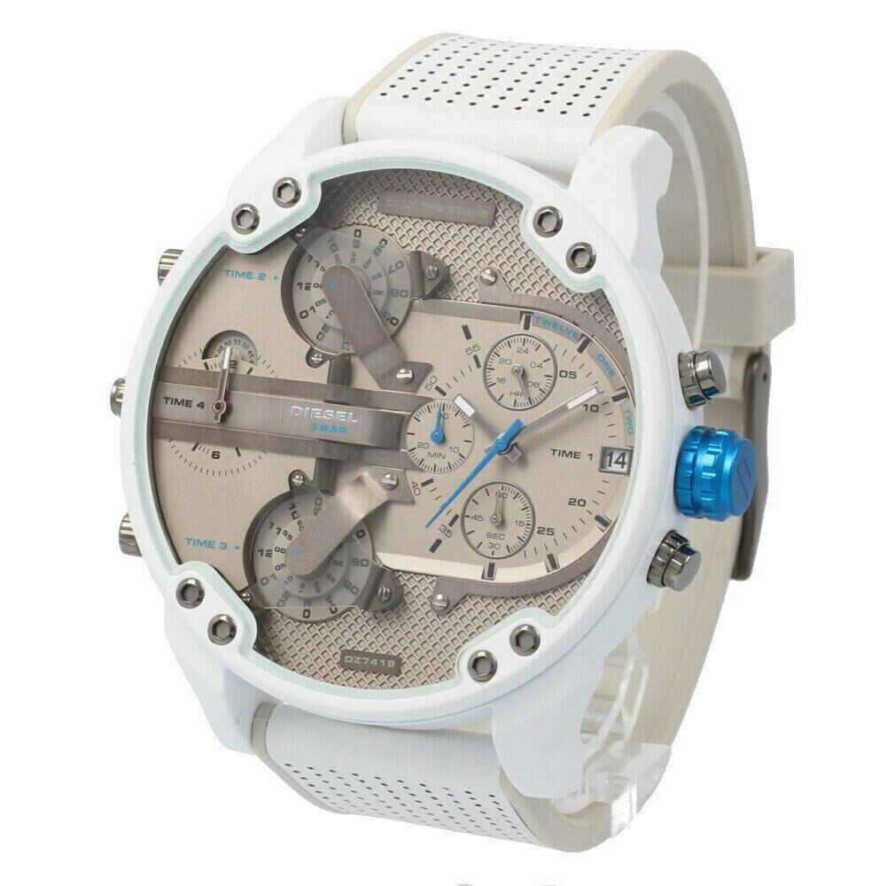 Diesel Dz7419 Men`s Mr. Daddy 2.0 Chronograph White and Gray Leather Watch