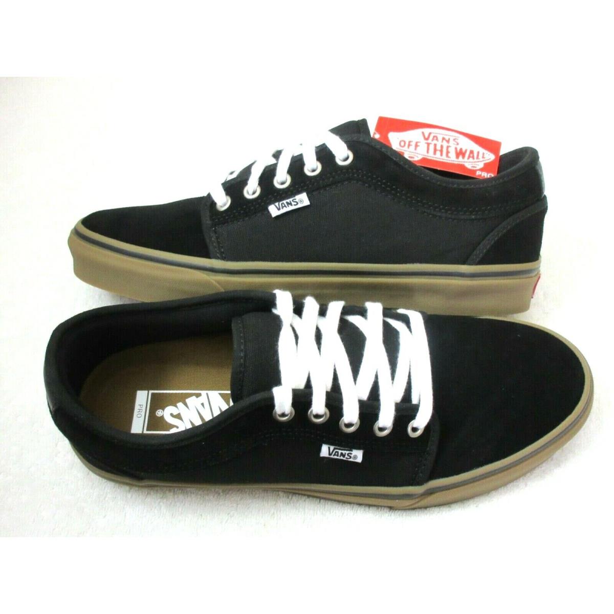 Vans Men`s Chukka Low Pro Black Gum White Canvas Suede Skate Shoes Size 8