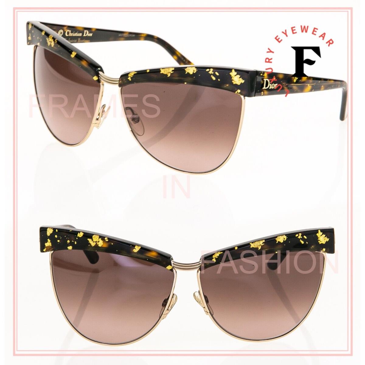 Christian Dior Meteore Brown 24K Gold Flakes Leaf Boutique Limited Sunglasses