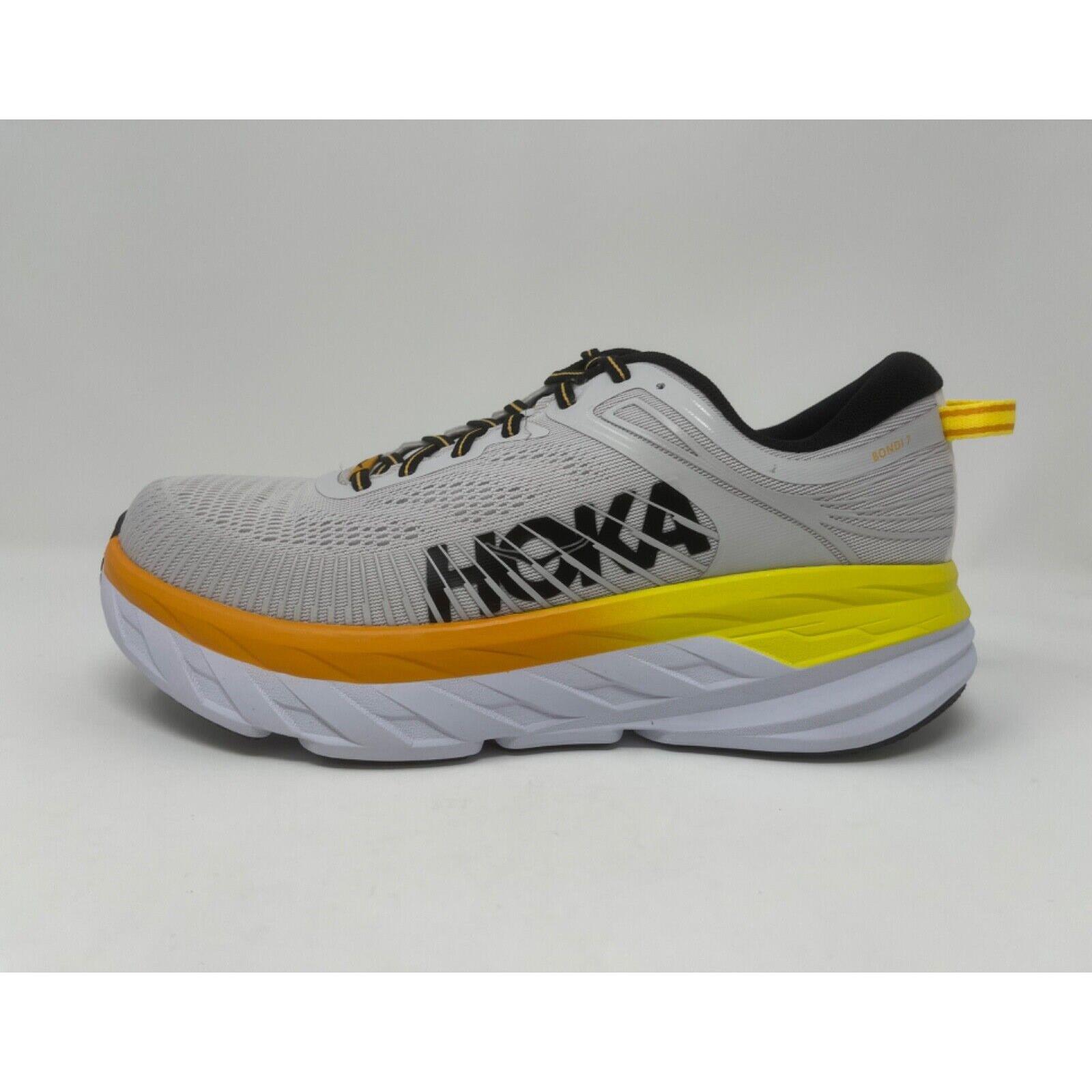 Hoka One One Men`s Bondi 7 Yellow Mesh Running and Jogging Shoes For Everyday