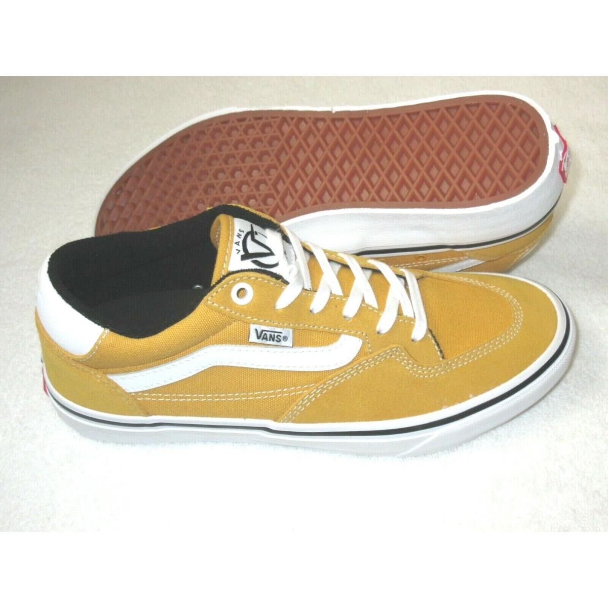 Vans Men`s Rowan Zorilla Pro Golden Glow Yellow Shoes Suede Canvas Size 8