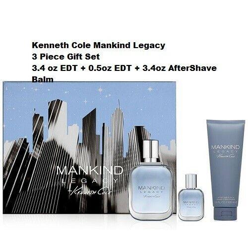 Kenneth Cole Mankind Legacy Set 3.4oz + 0.5oz Edt Spray + A/s Balm 3.4oz