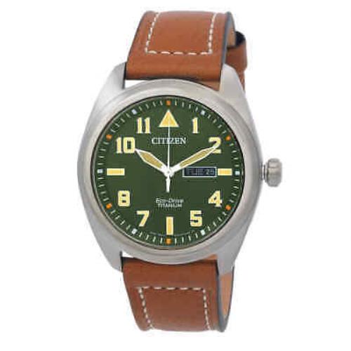 Citizen Eco-drive Avion Super Titanium Green Dial Men`s Watch BM8560-02X