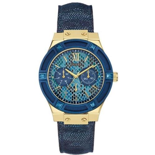 Guess Women`s Watch W0289L3 Blue Dress Sport Multi-function Gold Tone Case