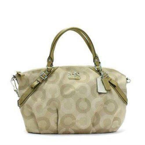 Coach F15957 Madison Dotted Op Art Large Sophia Satchel Khaki - Beige