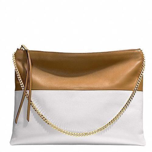 Coach Borough Legacy Highrise Leather Shoulder Bag Satchel Rare 30374 - Exterior: White AND CAMEL