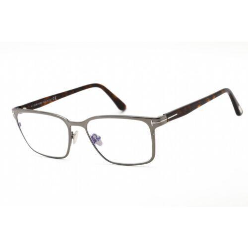 Tom Ford Men`s Eyeglasses Shiny Gunmetal Metal Rectangular Frame FT5733-B 008