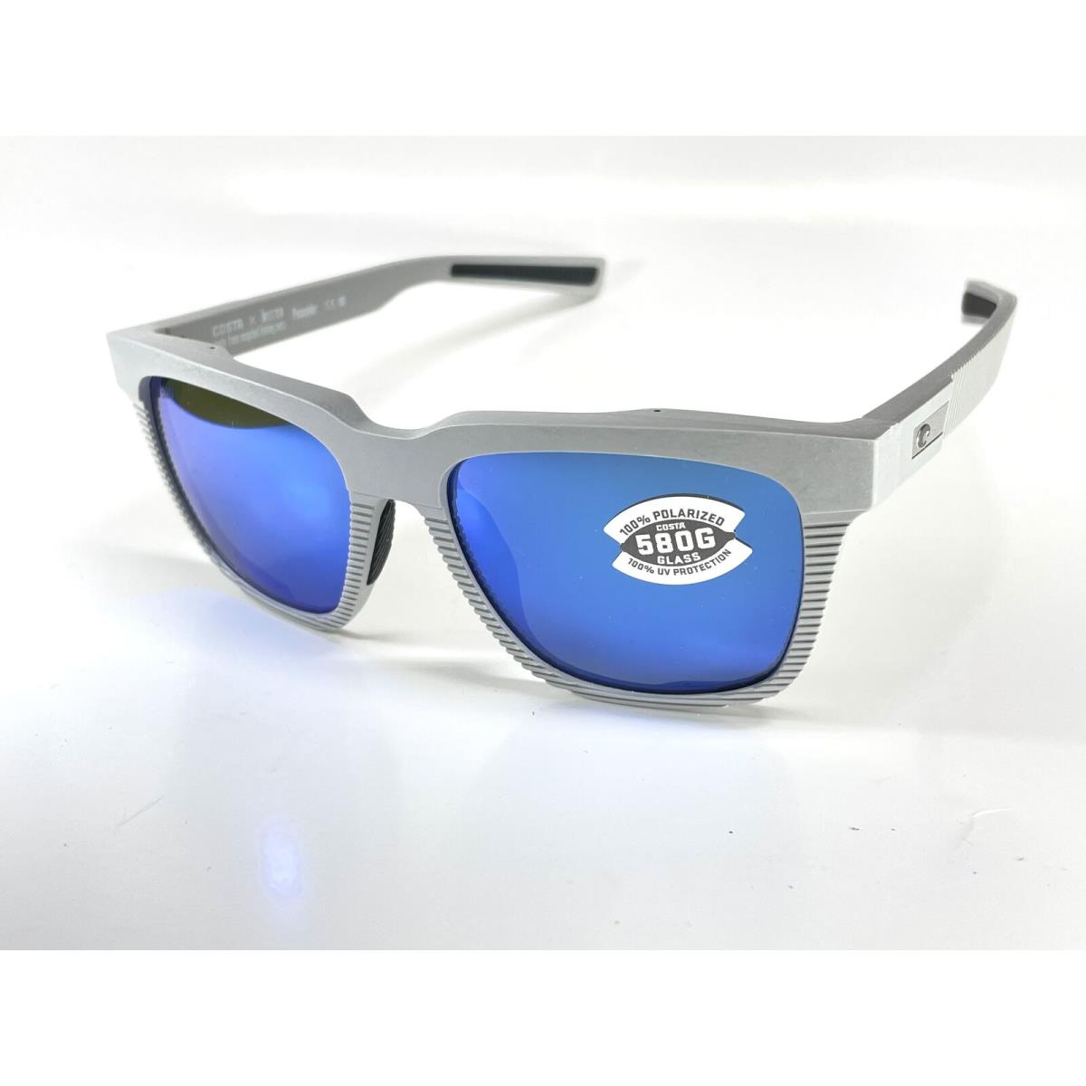 Costa Del Mar Pescador Net Light Gray Frame Blue Mirror 580 Glass Polarized Lens