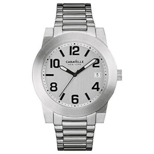 Caravelle New York Three Hand 43B142 Stainless Steel Men`s Silver Dial Watch