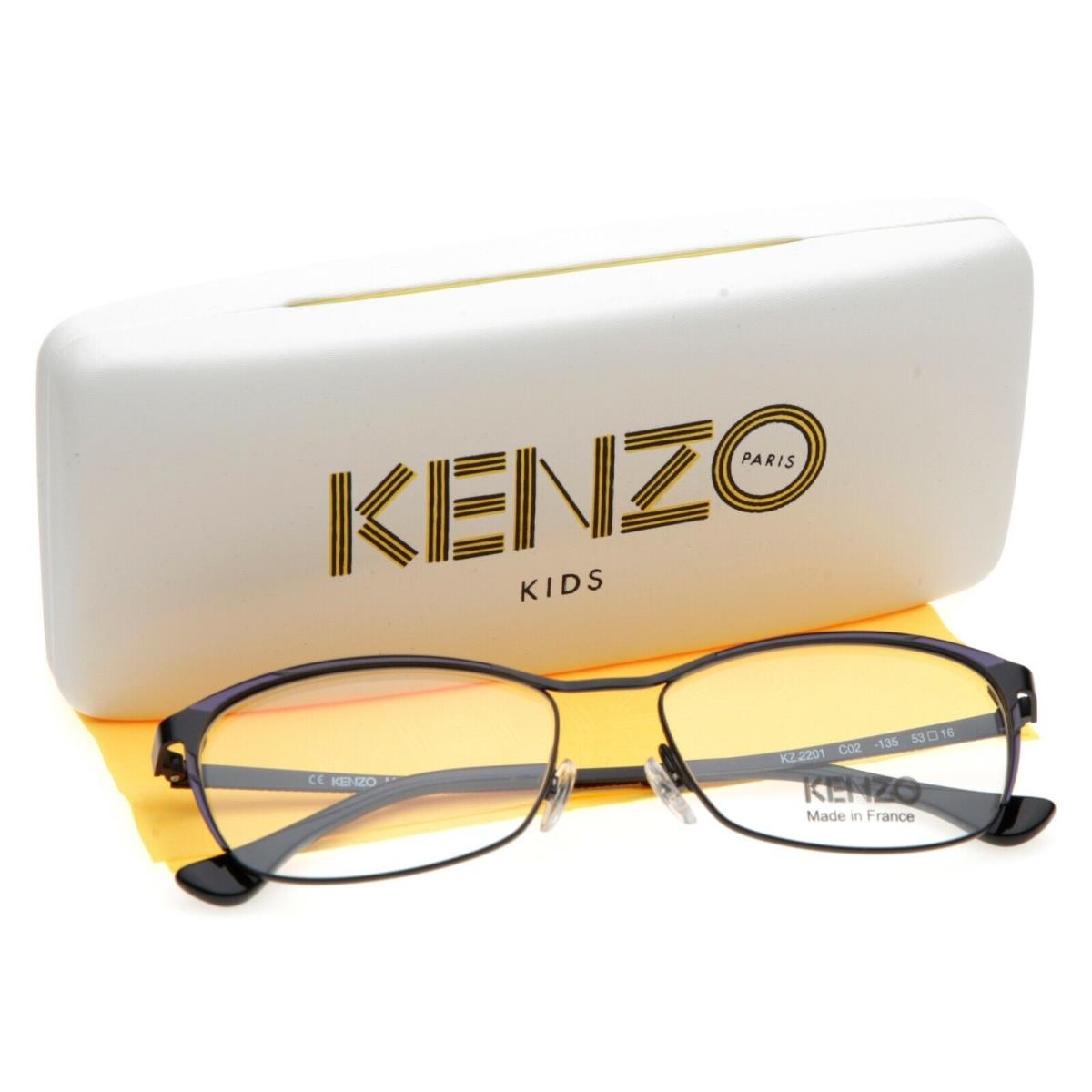 Kenzo KZ 2201 C02 Ruthenium Grey Purple Eyeglasses 2201 53-16-135mm France