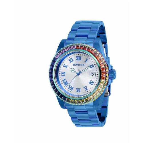 Invicta Women`s Angel Swiss Quartz Silver Tone Dial Blue Bracelet 40231 Watch