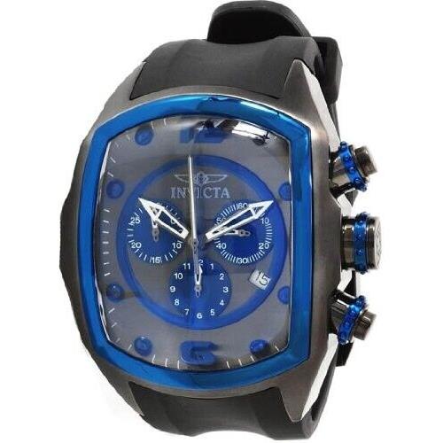 Invicta Men`s Watch Lupah Revolution Black and Blue Dial Rubber Strap 10066