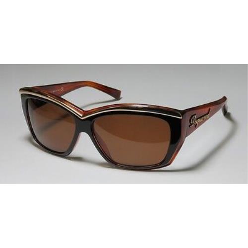 Case DSQUARED2 Womens Square DQ0017 Brown Sunglasses 60x13x130 Italy