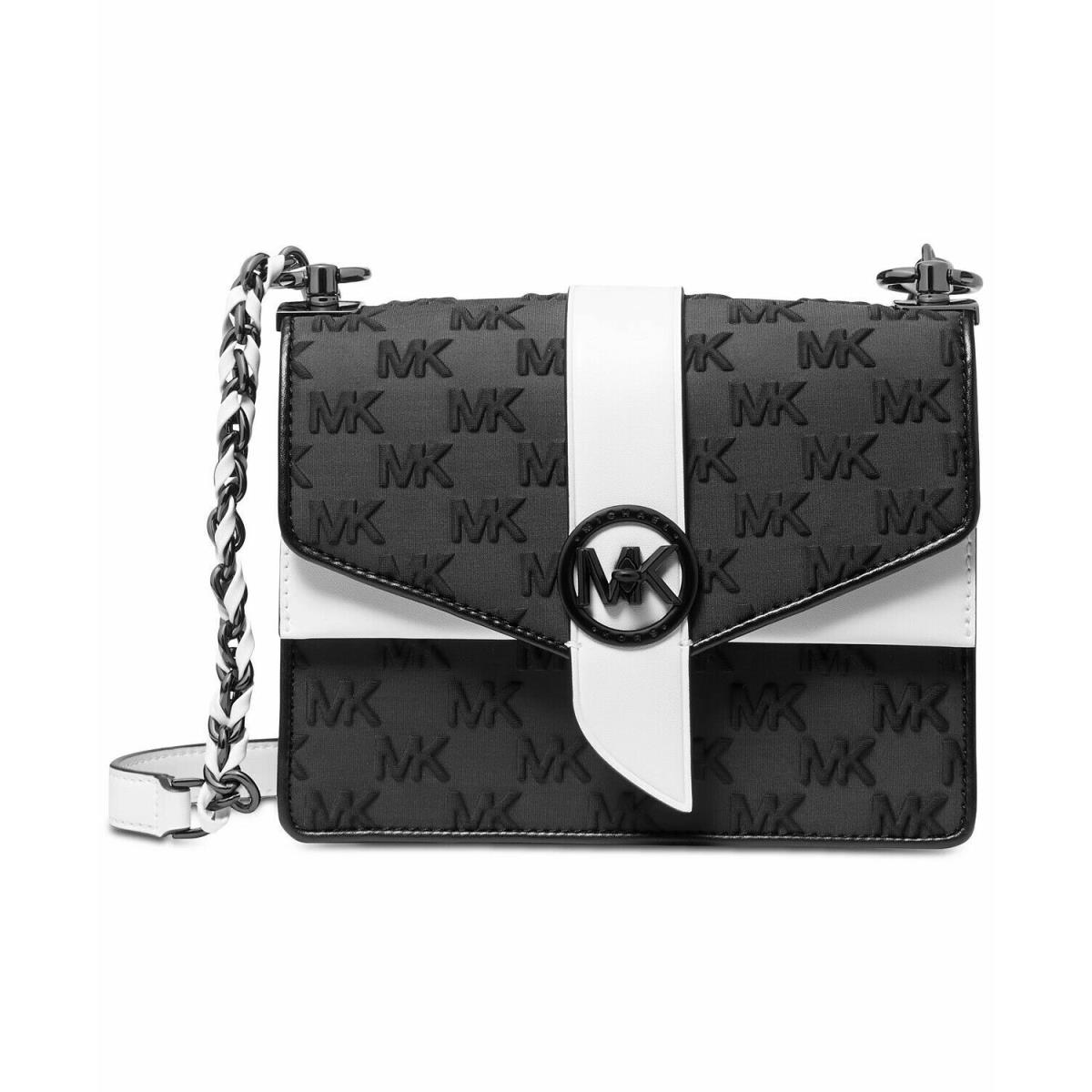 Michael Kors Greenwich Crossbody Black/optic White or Bright Neon/black Logo Black/Optic White crossbody/shoulder bag chain