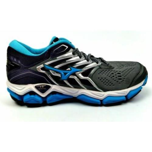 Mizuno Women`s Wave Horizon 2 Lightweight Lace Up Running Shoes Gray Blue Black