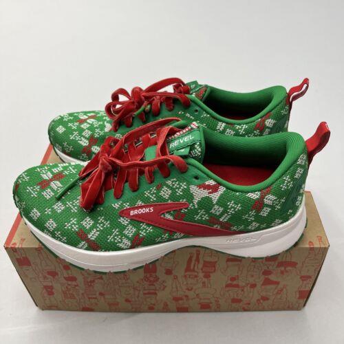Brooks Women`s Revel 4 Running Shoes Run Merry Christmas Jolly Green/red Size 5