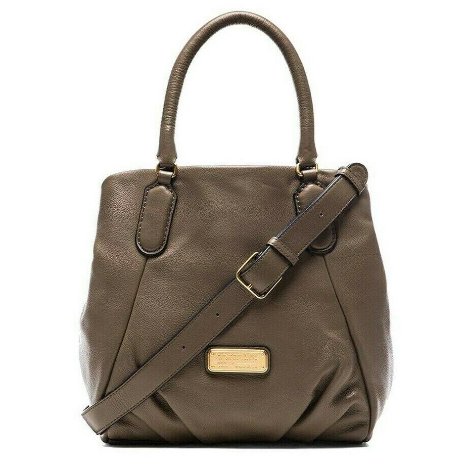 Marc Jacobs Q Fran Puma Taupe Italian Leather LG Shoulder Tote Bag