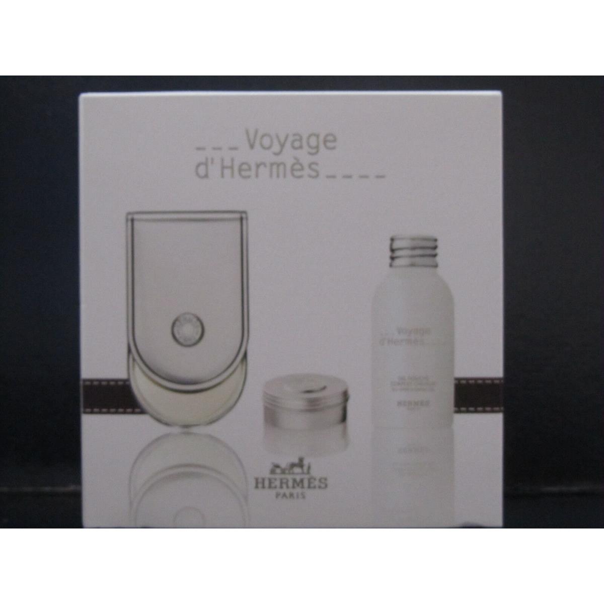 Voyage D`hermes 3 Pieces Set 3.3 oz Edt Refillable Spray + Shower Gel + Balm