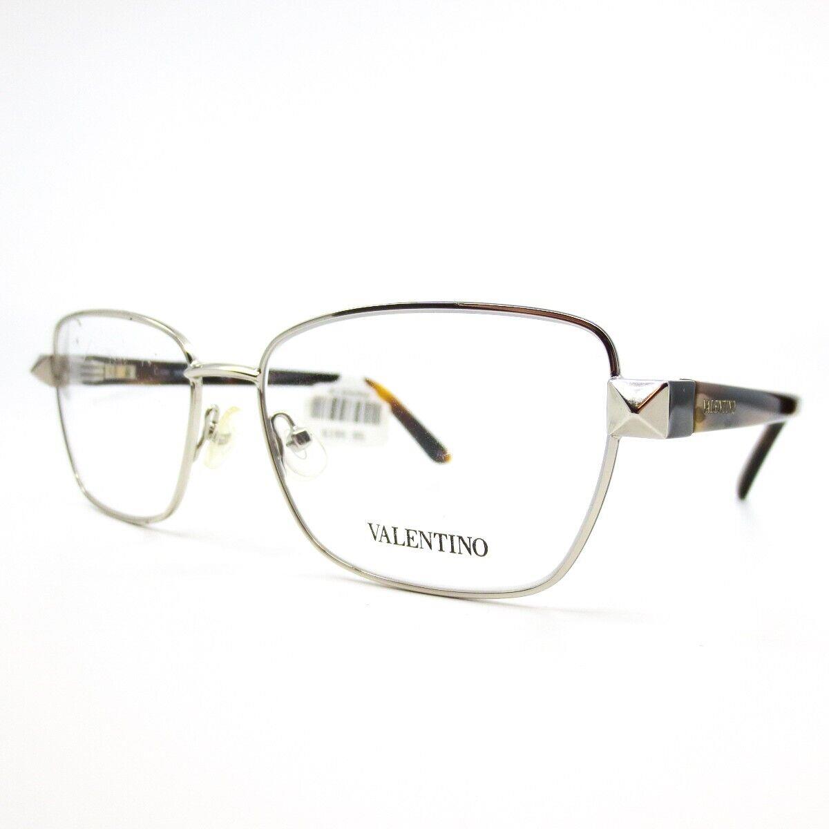 Valentino V2124 721 Eyeglasses Frames Tortoise Silver Square Full Rim 53-16-135