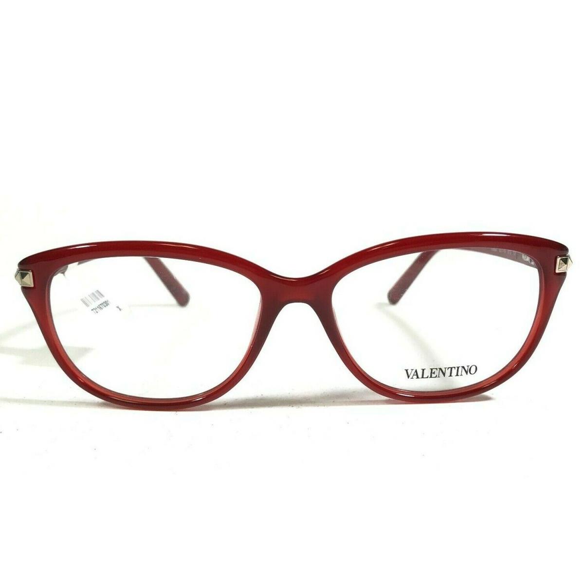 Valentino V2652 613 Eyeglasses Frames Red Gold Studded Square Full Rim 52-15-135