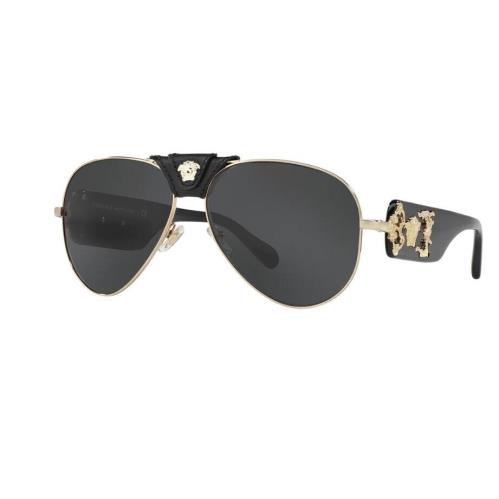 Versace VE 2150Q 100287 Limited Edition Gold-grey/black Oval Men`s Sunglasses