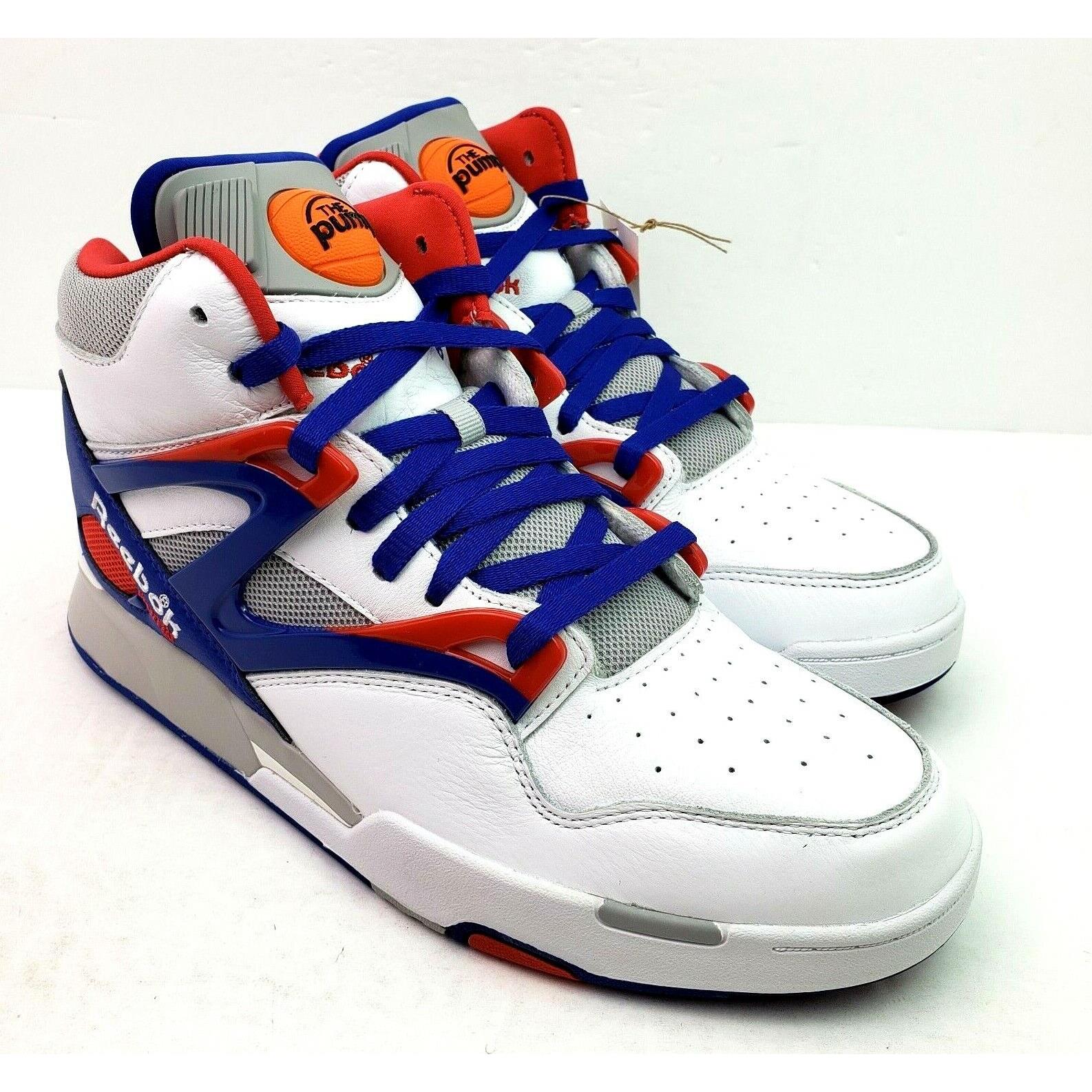 Reebok Pump Omni Zone II Mens Sz 10.5 White Blue Basketball Sneaker Shoes H01315