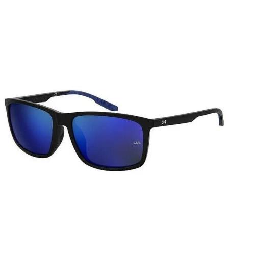Under Armour Ua-loudon 0D51/Z0 Black Blue/blue ML Rectangle Unisex Sunglasses - Frame: Black Blue, Lens: Blue
