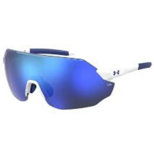 Under Armour Ua-halftime 0WWK/W1 White-blue/blue ML Shield Unisex Sunglasses - Frame: White-Blue, Lens: Blue