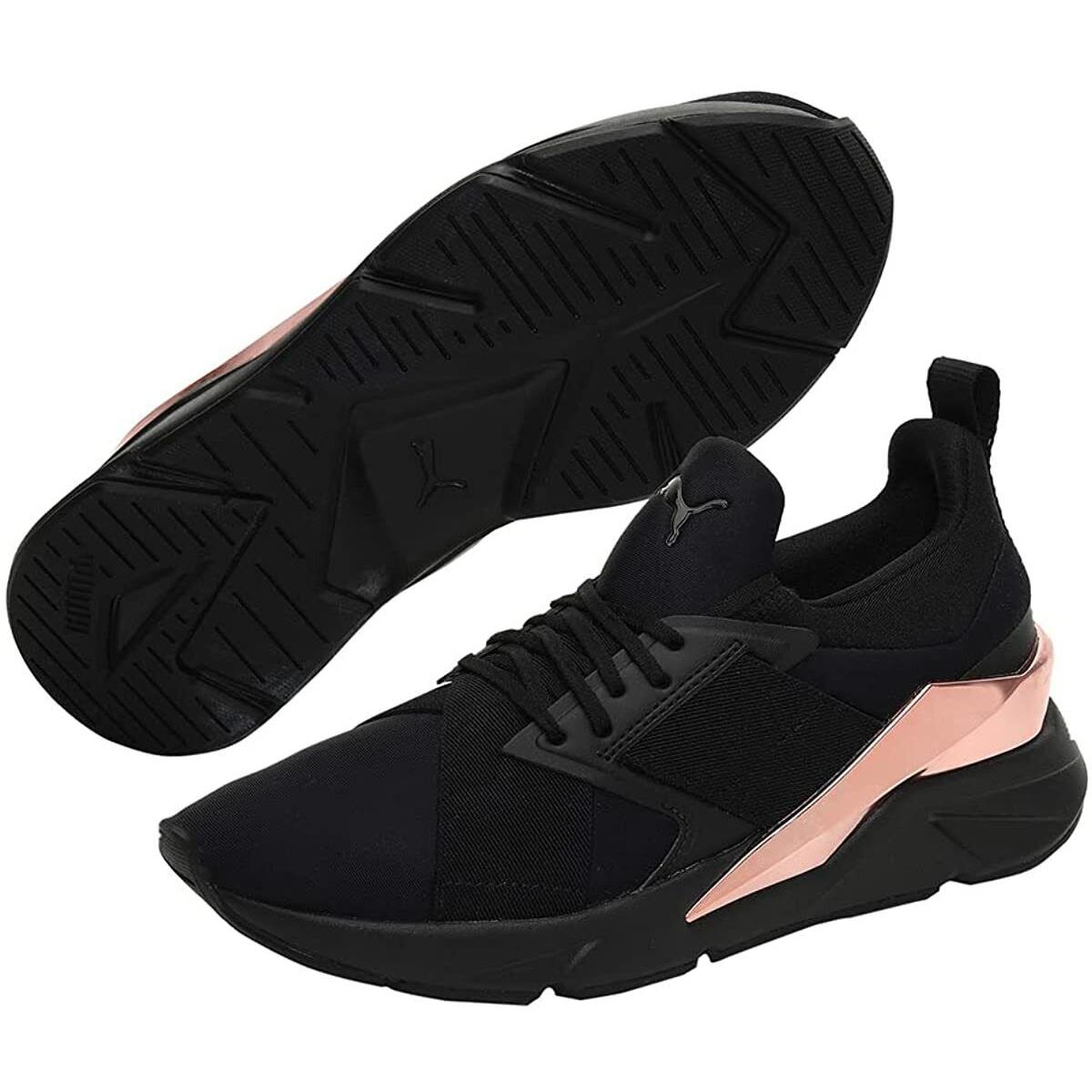 Women`s Shoes Puma Muse X5 Metal Athletic Sneakers 38395401 Black / Rose Gold