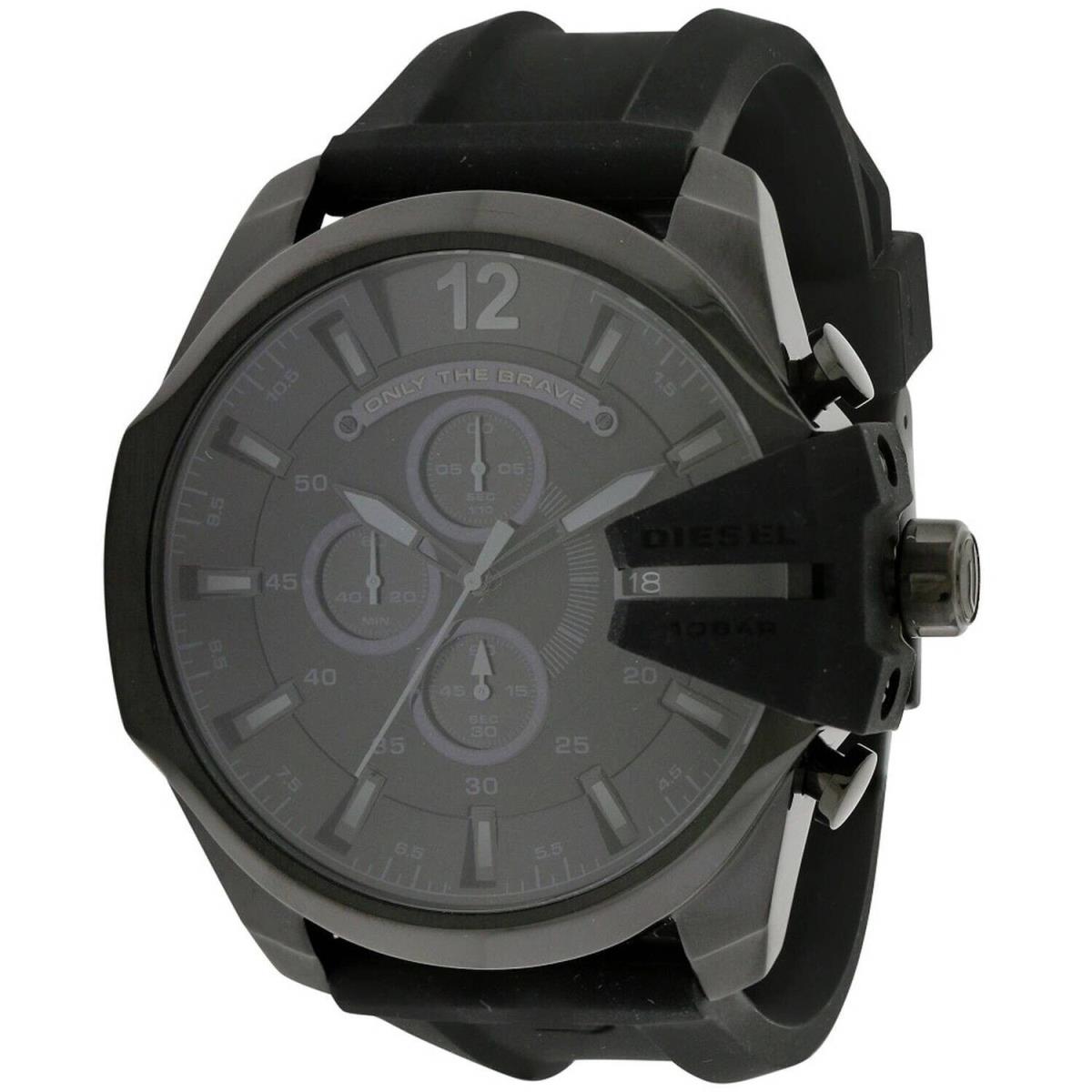 Diesel Mega Chief Men`s Black Silicone Stainless Chronograph Watch DZ4378