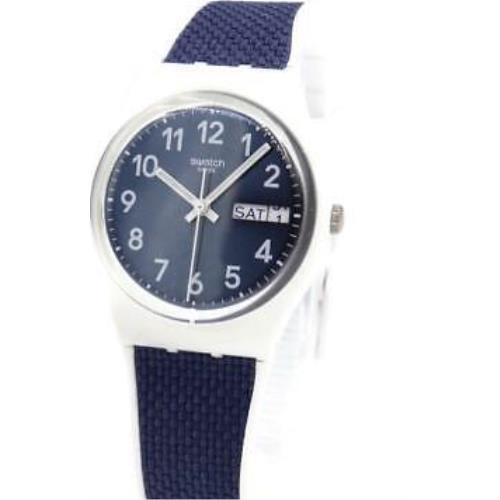 Swiss Swatch Navy Light Silicone/fabric Day-date Watch 34mm GW715