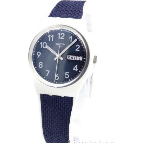 Swiss Swatch Navy Light Silicone/fabric Day-date Watch 34mm GW715