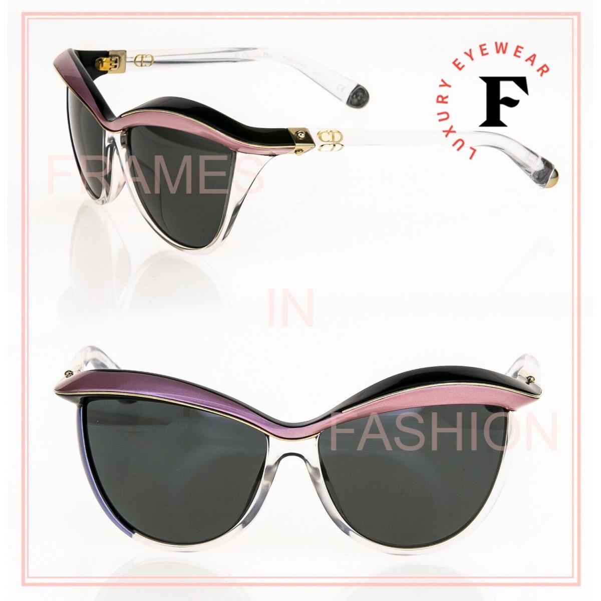 Christian Dior Demoiselle 1 Crystal Black Blue Pink Asymmetrical Brow Sunglasses