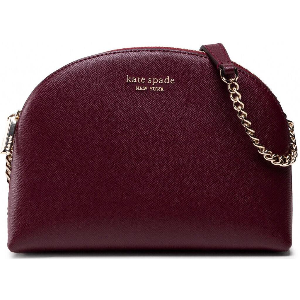 Kate Spade Spencer Burgundy Leather Double Zip Dome Crossbody K4562 Gift Bag