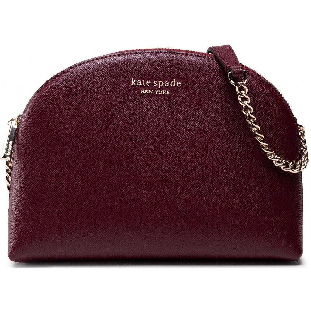 Kate Spade Spencer Burgundy Leather 2-Zip Dome Crossbody K4562 Gift Bag