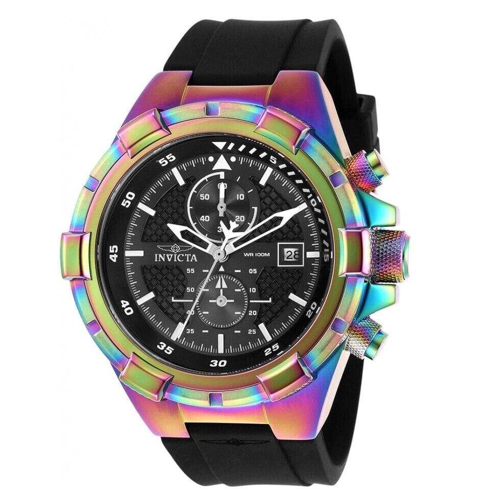 Invicta Aviator Men`s 51mm Rainbow Iridescent Silicone Chronograph Watch 28104