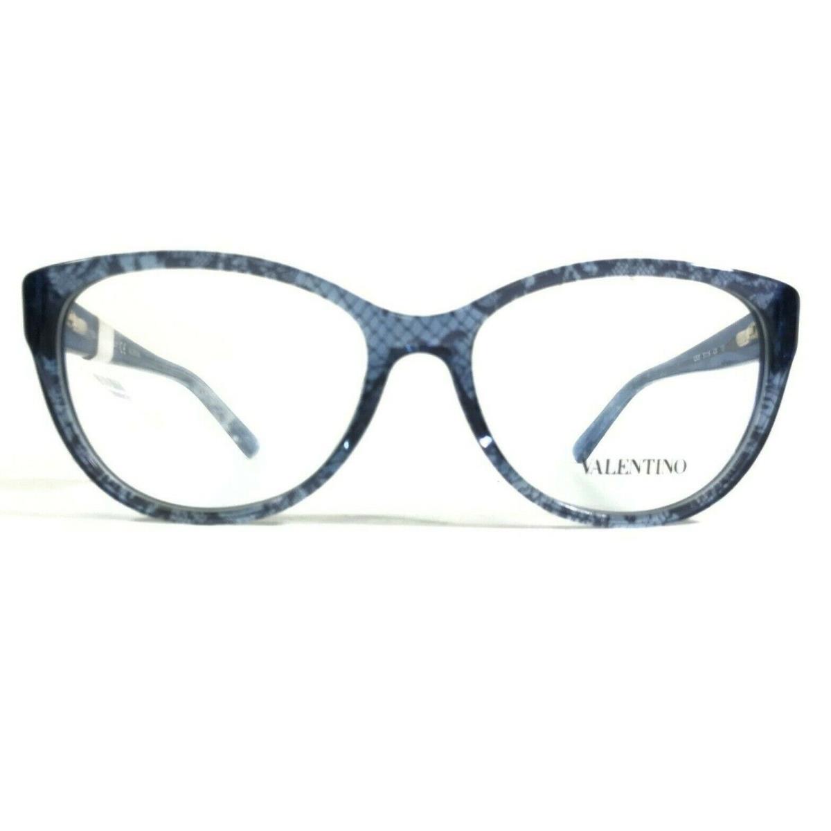 Valentino V2630 424 Eyeglasses Frames Clear Blue Lace Round Full Rim 50-16-130