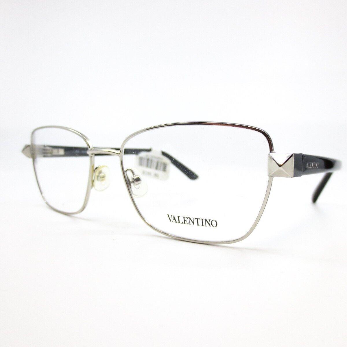 Valentino Eyeglasses Frames V2124 045 Black Silver Square Full Rim 53-16-135