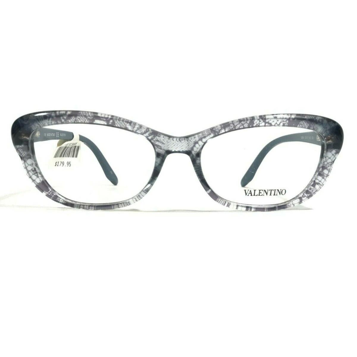 Valentino V2654 412 Eyeglasses Frames Clear Grey Blue Cat Eye Full Rim 53-17-135