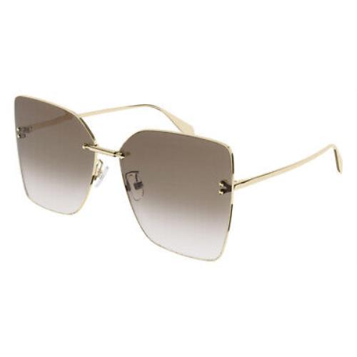 Alexander Mcqueen AM0342S Women Sunglasses Gold Square 63mm