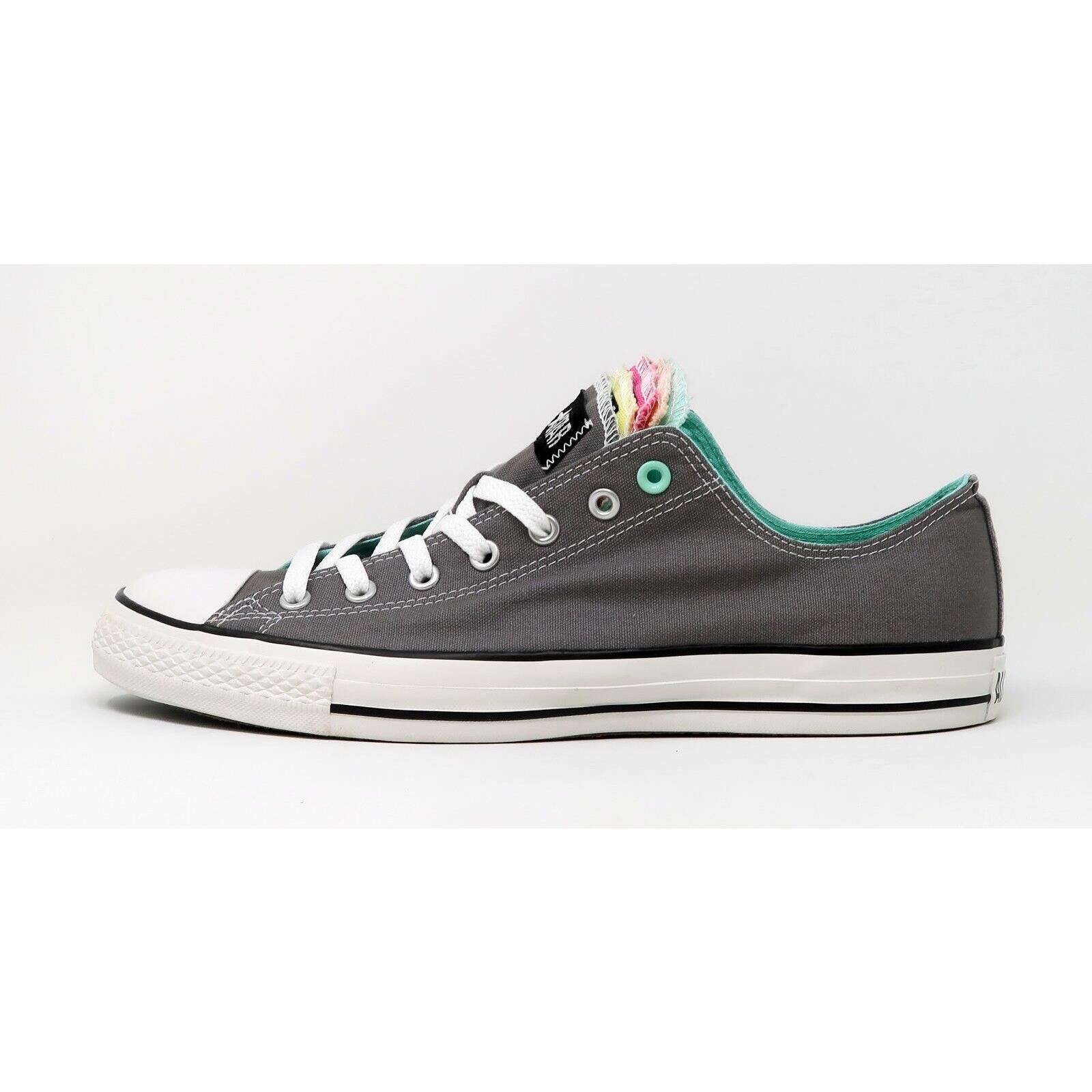 Converse Men`s All Star Multi Color Tongue Low Top Charcoal Gray Canvas Shoes