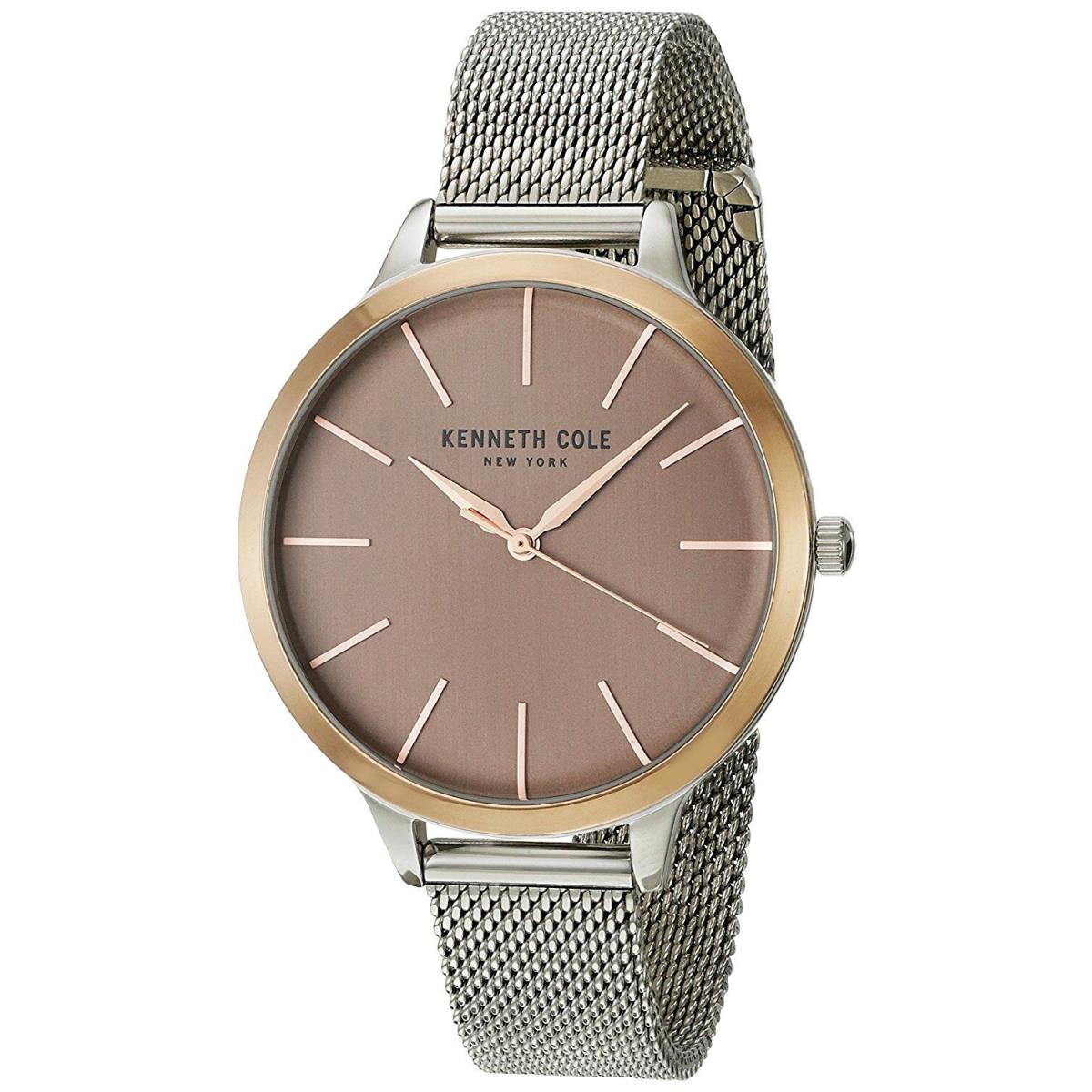 Kenneth Cole Women`s KC15056010 Mesh Round Stainless Rosegold Tone Watch