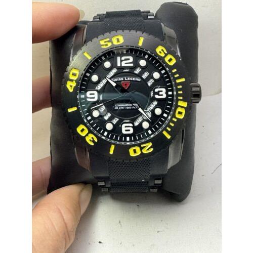 Swiss Legend Mens Commander Pro Date Black Stainless Quartz Watch 10069-BB-0 H95